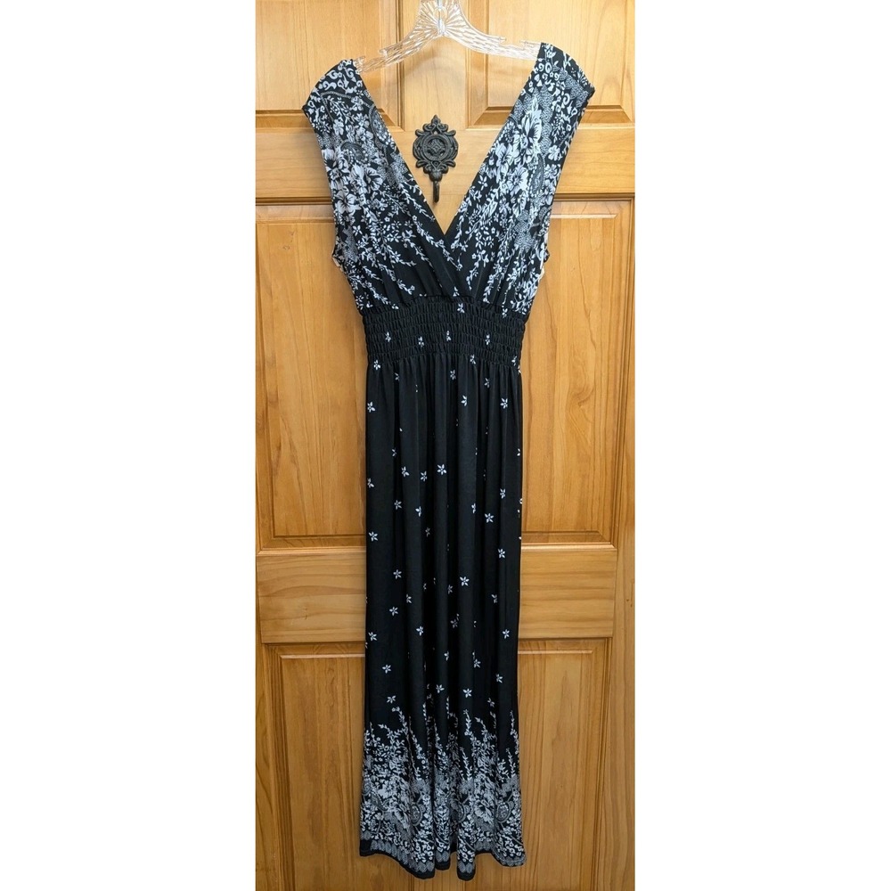 Seven Islands Women's Large Dress Maxi Liquid Knit Sleeveless Gathered Waist